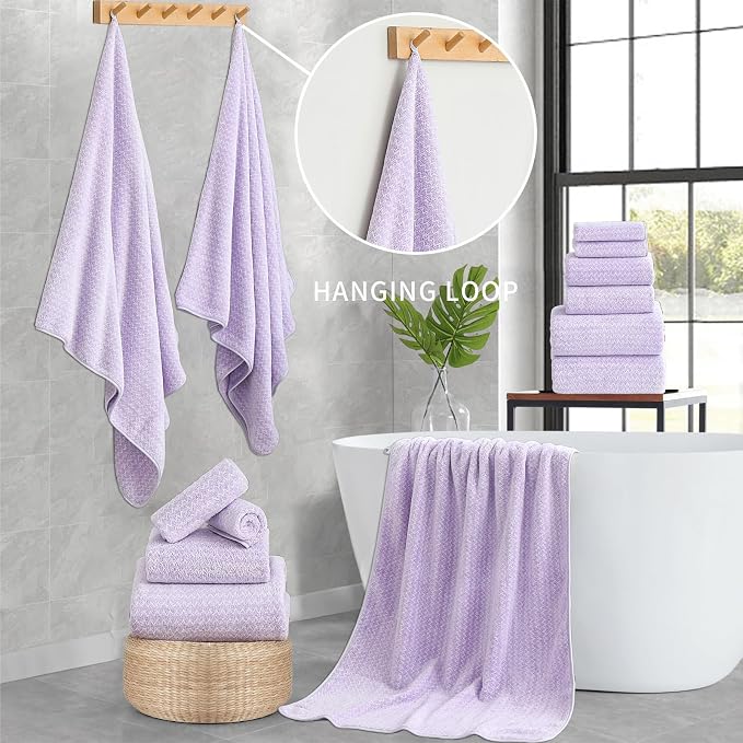 Ultra Soft Bath Towel Set, 12 Piece Family Bathroom Towels Set - Image 2