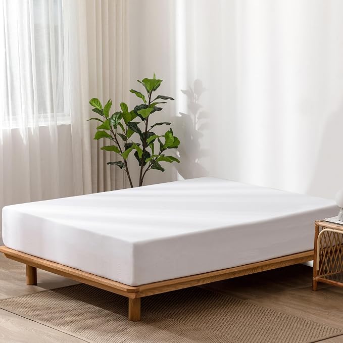 MooMee Fitted Bottom Sheet Only 100% Washed Cotton Linen Like Breathable - Image 3