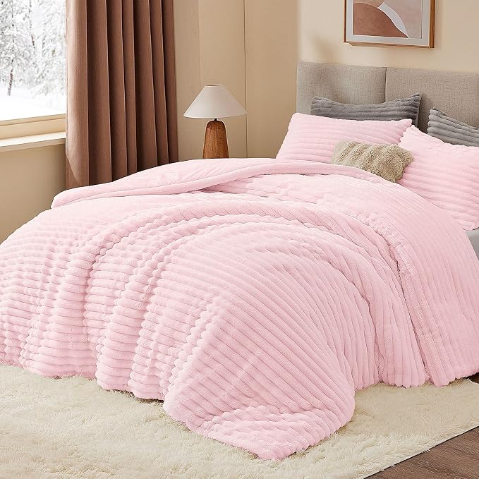 BEDELITE Fleece Full Comforter Set -Super Soft & Warm Fluffy Cherry Blossom - Image 2