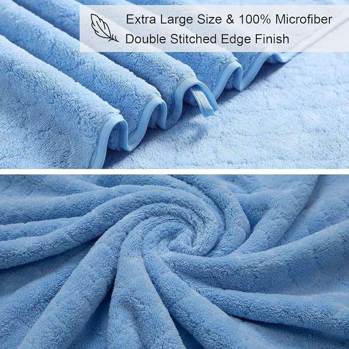 8-Piece Blue Bath Towels Set, 2 Oversized Large Bath Towels Sheet, 2 Hand - Image 7
