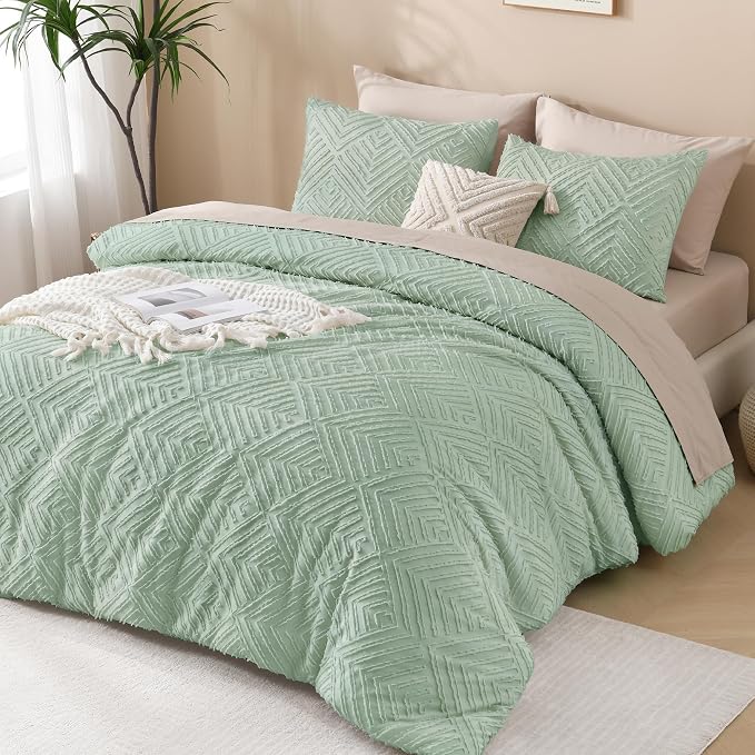 Andency King Comforter Set, Sage Green Boho Lightweight and Fluffy Bedding Set - Image 6