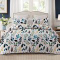 Whale Flotilla Reversible Printed Quilt King Size, Extra Soft Boho Floral Leaf by WHALEFLOTILLA