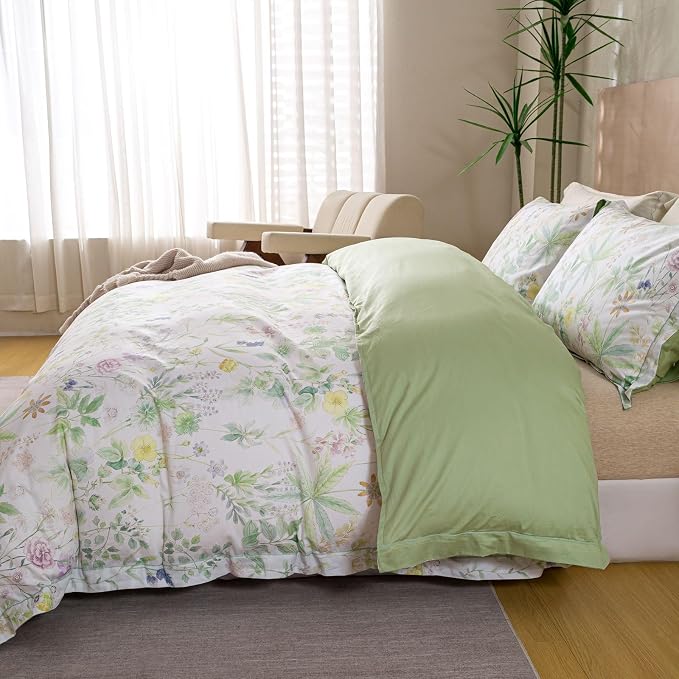 OAITE Duvet Cover Set Queen Size Floral Pattern Ultra Soft 100% Cotton Duvet - Image 5