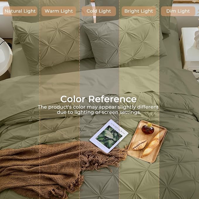 Sasttie King Size Comforter Set, 7-Piece Bed in a Bag, Pintuck Bedding Sets - Image 8