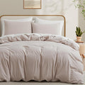 Linen Light Grey Duvet Cover Full Size, 100% Washed Cotton Linen Like Bedding by LOVQUE