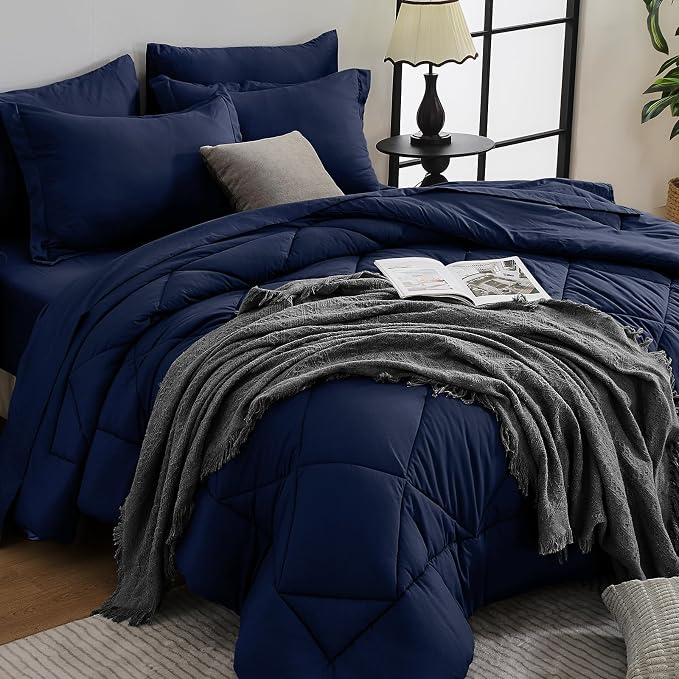 HEVUMYI Navy Blue Twin-XL Comforter Set by HEVUMYI