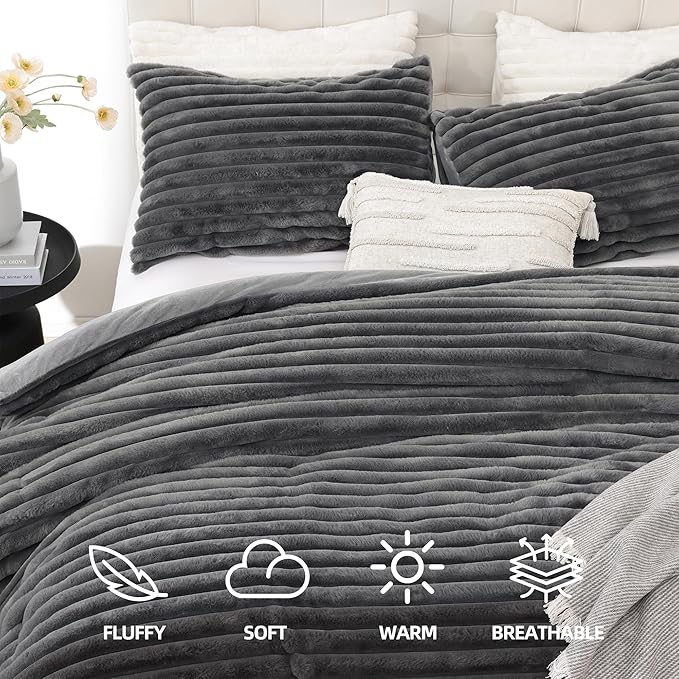 Smoofy Fluffy King Size Comforter Set 3 Pieces - Image 2