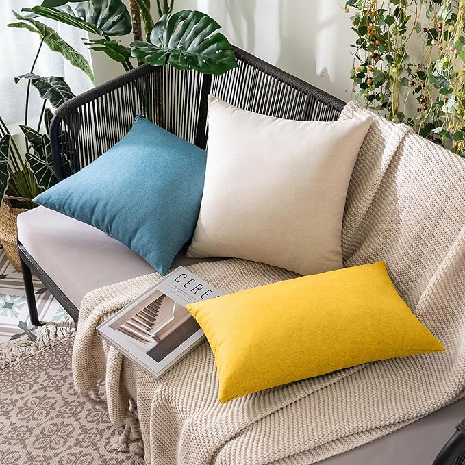 MIULEE Pack of 2 Decorative Outdoor Solid Waterproof Throw Pillow Covers Faux - Image 5