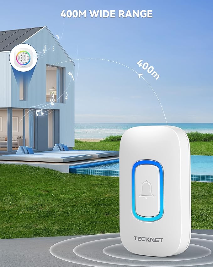 TECKNET Wireless Doorbell with 3 Portable Doorbells with RGB Light, Battery - Image 6