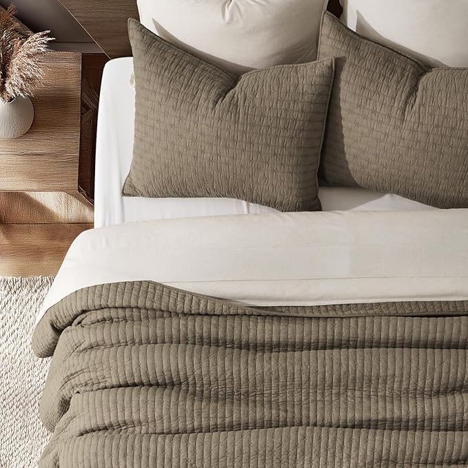 EVERGRACE Cross Stitch Pre-Washed Cotton Quilt Bedding Set Queen Size, - Image 4