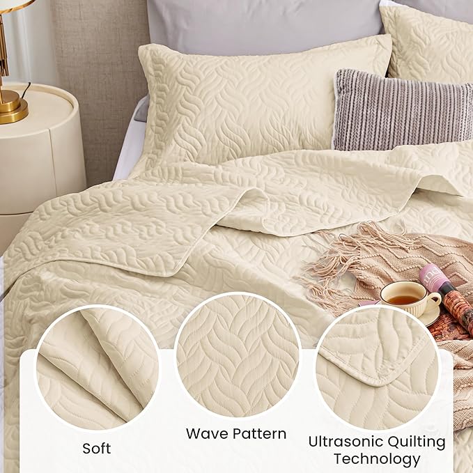 Love's cabin Twin Quilt Bedding Set Camel Bedspreads - Image 4