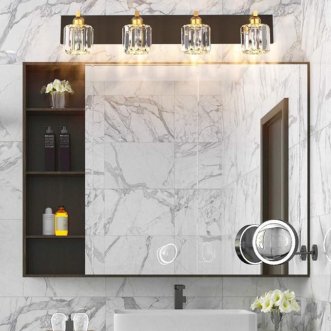 Aipsun Crystal Bathroom Vanity Lighting Black Vanity Light Fixtures Modern - Image 7