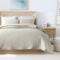HORIMOTE HOME Quilt Set Twin Size Beige Bedspread, Modern Style Quilted Clouds by HORIMOTEHOME