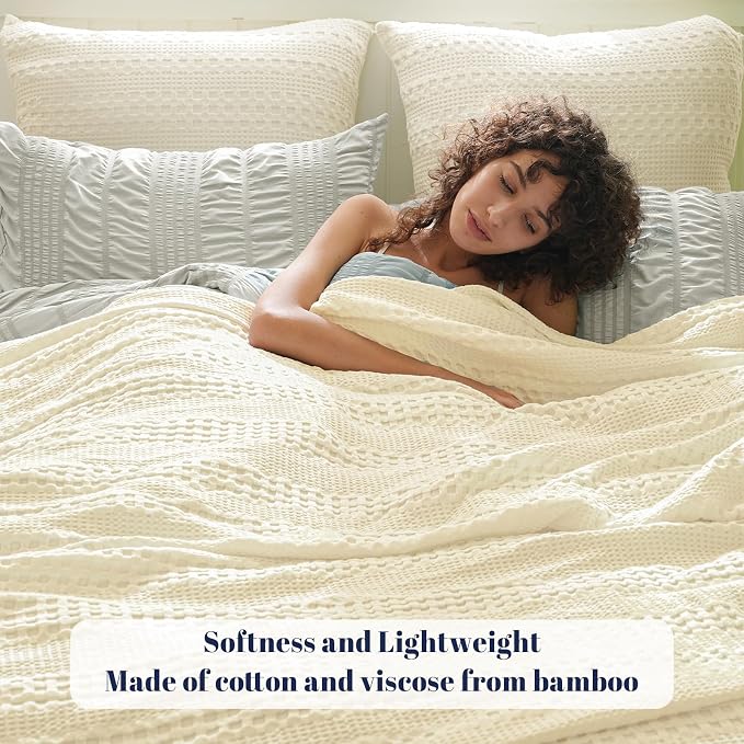 PHF Cooling Waffle Blanket California King Size, Lightweight 60% Rayon from - Image 3