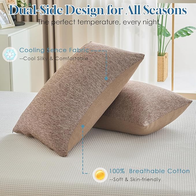 CHOSHOME Cooling Pillow Cases Zipper Pillow Covers Q-Max > 0.45 Zippered - Image 6