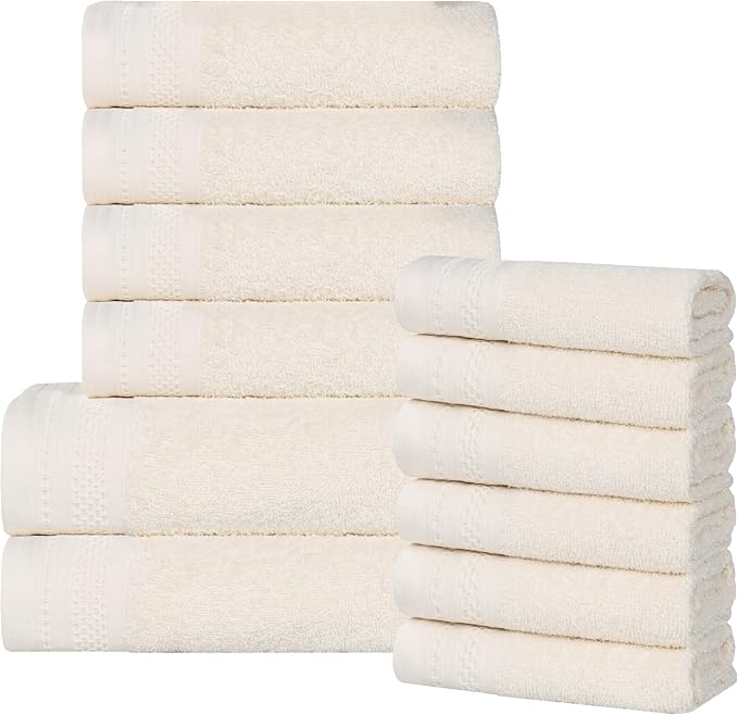 Superior Honeycomb 100% Cotton 500 GSM 12 Piece Bath Towel Set, 6 Washcloths by SUPERIOR