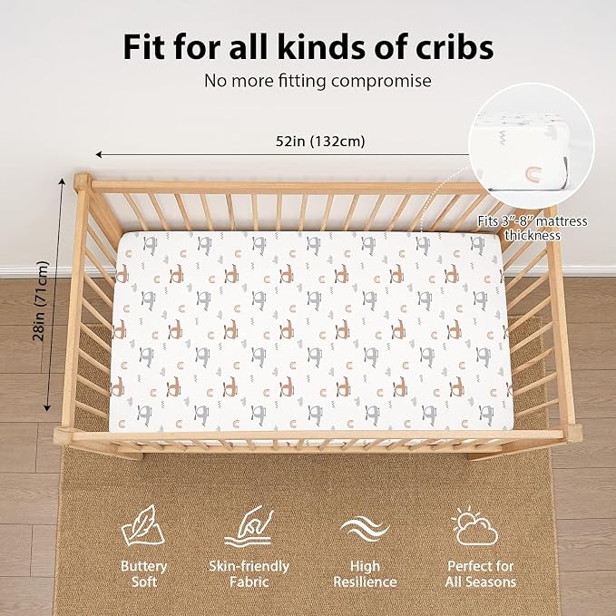 Baby Crib Sheets for Boys and Girls, 3 Pack Toddler Bed Sheets for 52”x28” - Image 3