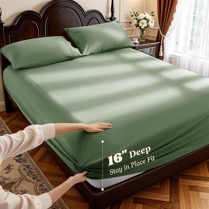 LBRO2M 1000 Thread Count 100% Egyptian Cotton Sheets Set Full Size, 4 Piece - Image 4