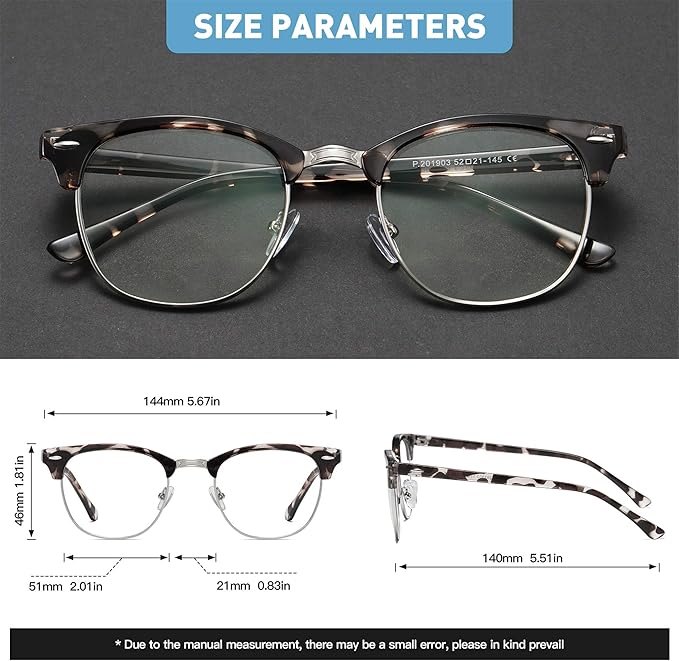 Blue Light Blocking Glasses Vintage Half Frame UV Clear Lens Anti Eyestrain - Image 5