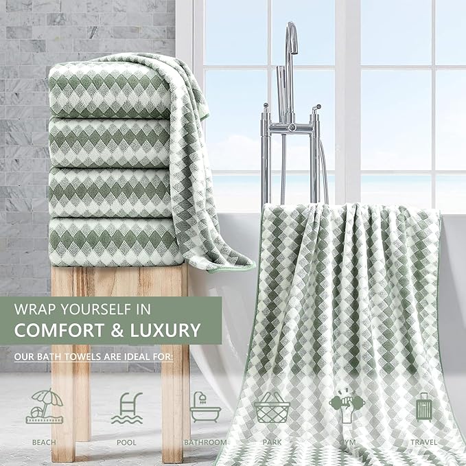 4 Piece Bath Towel Set Oversized Bath Sheet 35"x70" Bathroom Towel Extra Large - Image 2