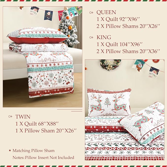 Exclusivo Mezcla Reversible Christmas Quilts Twin Size - Image 6