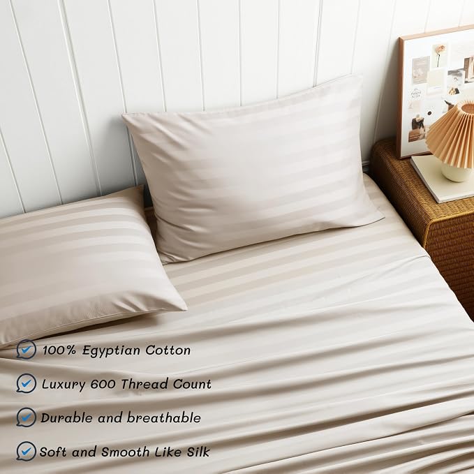 Cotton Flat Sheets Only, 600 TC 100% Cotton Flat Sheet Top Sheet Only, Twin - Image 2