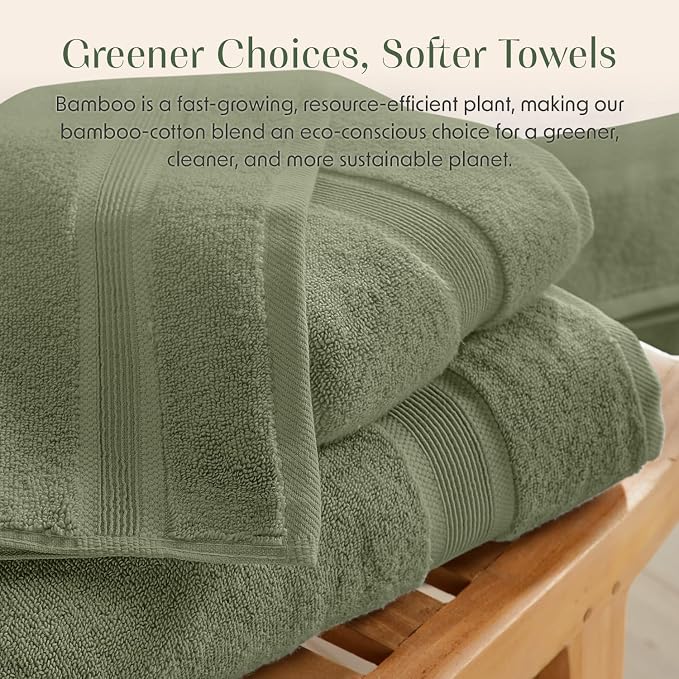Springtree Home Luxury Viscose from Bamboo Bath Towel Set of 4 | 35% Viscose - Image 5