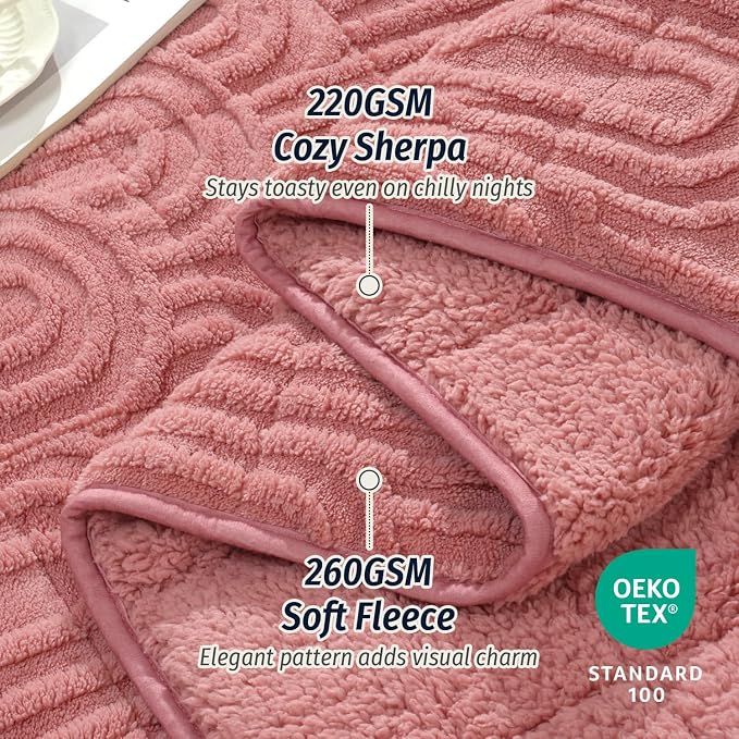 Wemore Jacquard Fleece Weighted Blanket Queen Size 60" x 80" 20lbs, Ultra Soft - Image 3