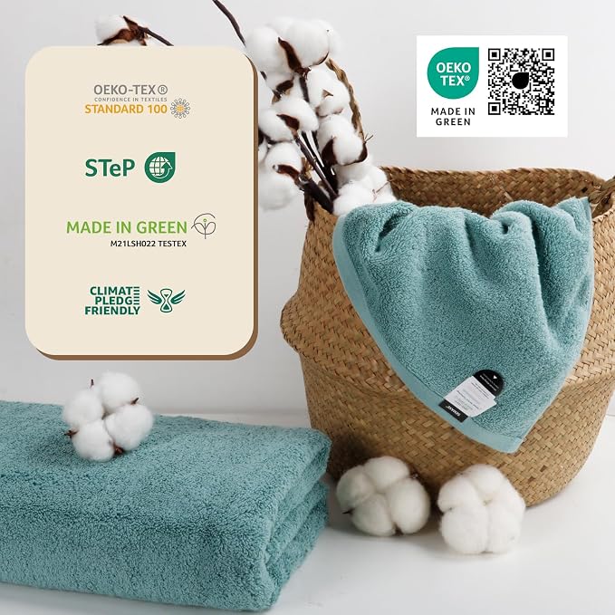 SEMAXE Blue Bath Towel, 100% Cotton Bath Towel - Image 5