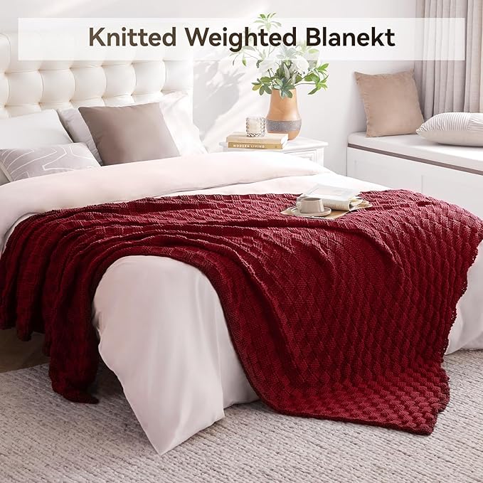Knitted Weighted Blanket Kids, No Beads Heavy Blanket 36” x 48'' 5lbs, - Image 6