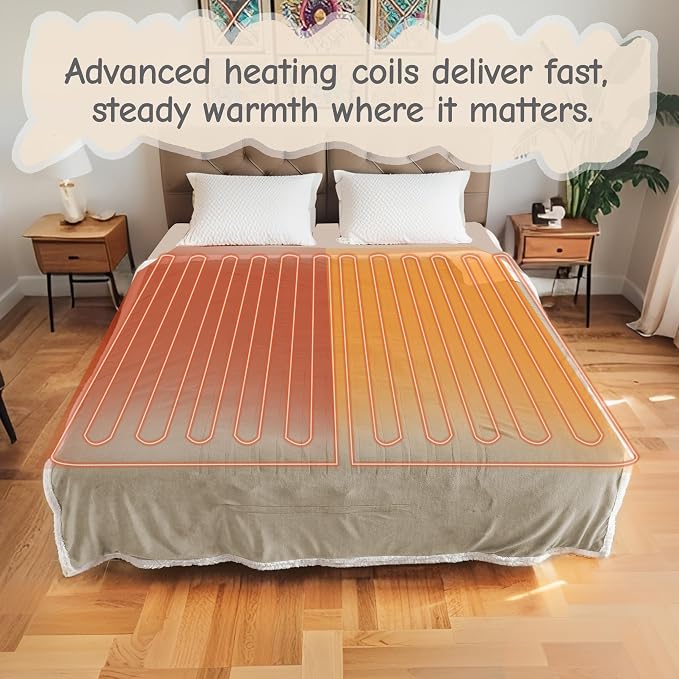 Electric Heated Blanket Throw Size 50"x60", Soft Flannel - Image 7