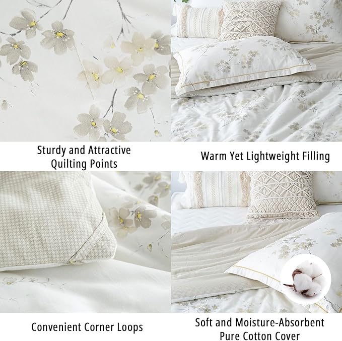 LEMIROE Floral Cotton Comforter Queen Size - Image 5
