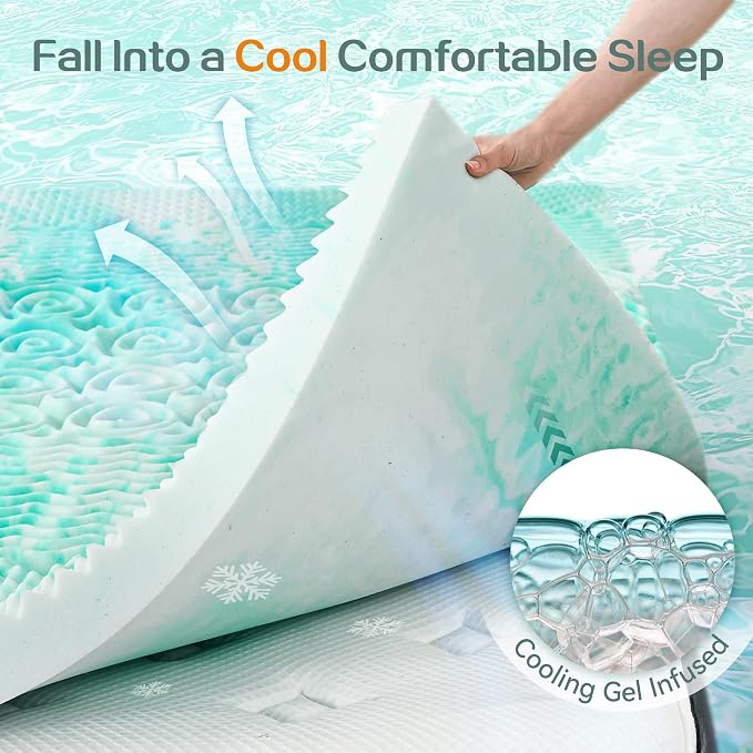 SINWEEK 2 Inch Mattress Topper 5-Zone Memory Foam Mattress Topper Pressure - Image 5