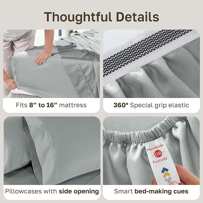 California Design Den Queen Size Bed Sheets Set, 100% Cotton Bed Sheets - Image 5