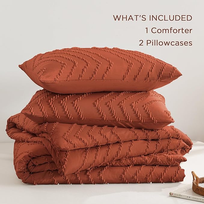 Andency Burnt Orange Oversized Super King Plus Comforter Set 128x120, Extra - Image 6