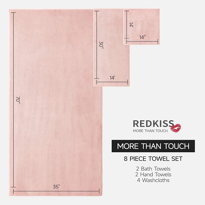 REDKISS Pink Towel Set of 8 - Image 2