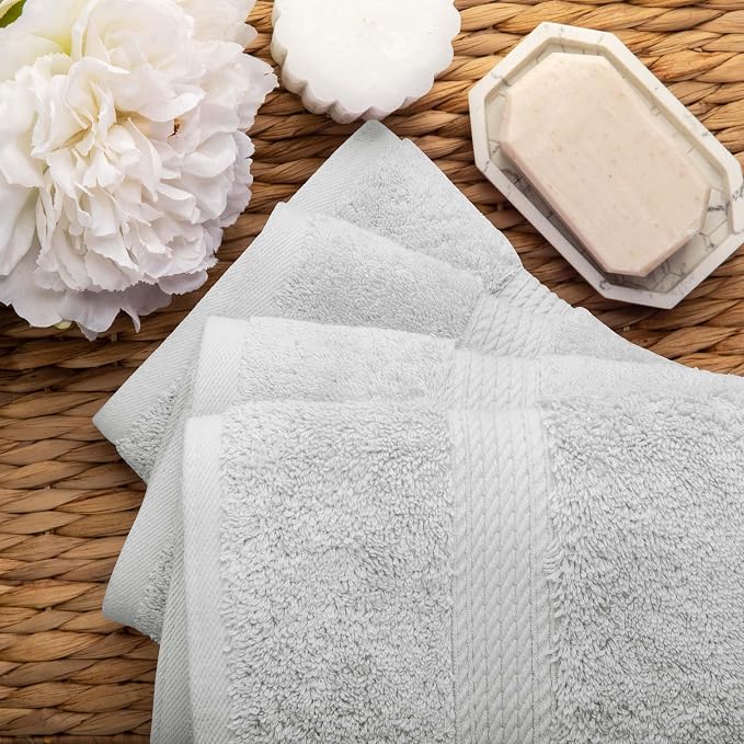 SUPERIOR Egyptian Cotton Pile Hand Towel Set of 4, Ultra Soft Luxury Towels - Image 5