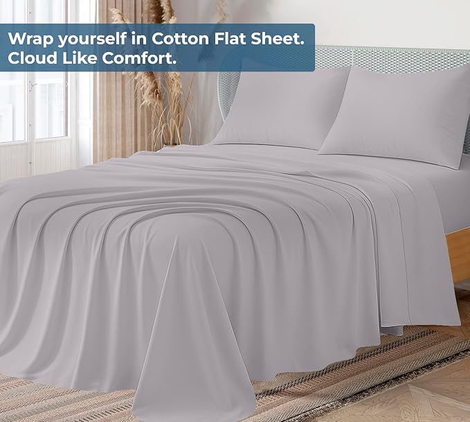 Royale Linens 100% Organic Cotton King Flat Sheet Only - Image 2