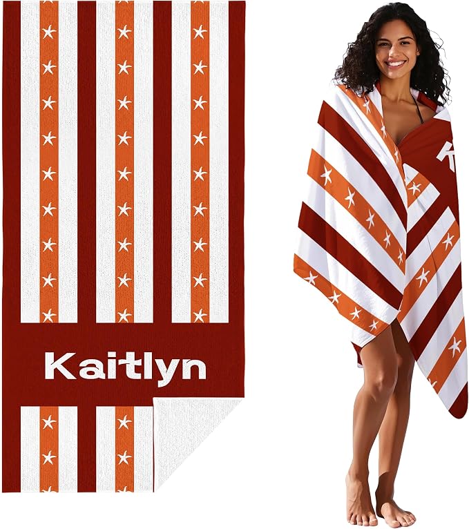 JML Custom Beach Towel with Name, Personalized Microfiber Beach Towel with Name - Image 2