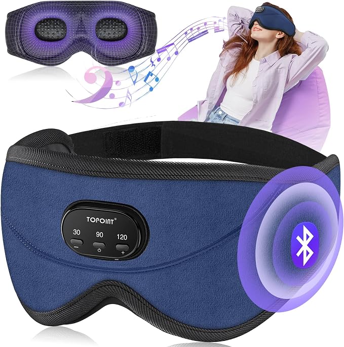 TOPOINT Sleep Mask with Bluetooth Headphones, 3D Eye Mask by TOPOINT
