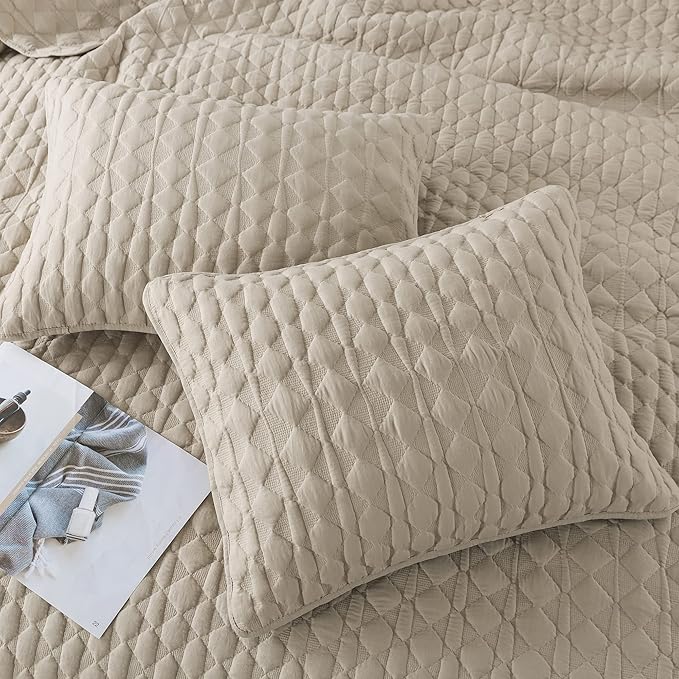 Beige Quilt Queen Size Bedding Sets - Image 4