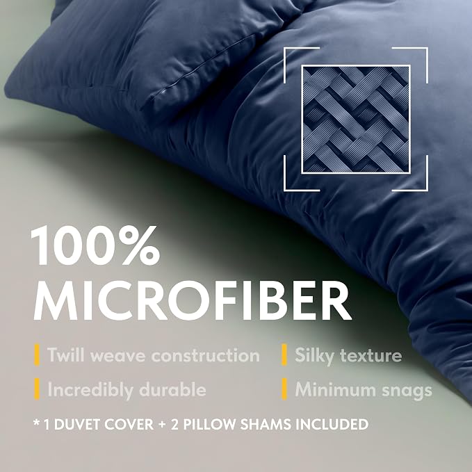 White Classic Navy Duvet Cover Queen Size - Image 3