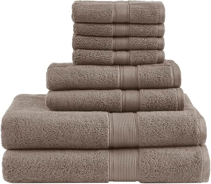 Madison Park 800GSM Bathroom Towel Set of 8 100% Cotton Bath Towel Set by MADISONPARK