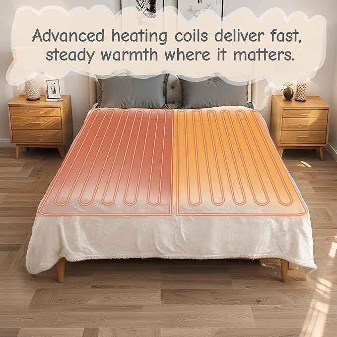 Electric Heated Blanket Throw Size 50"x60", Soft Flannel - Image 5