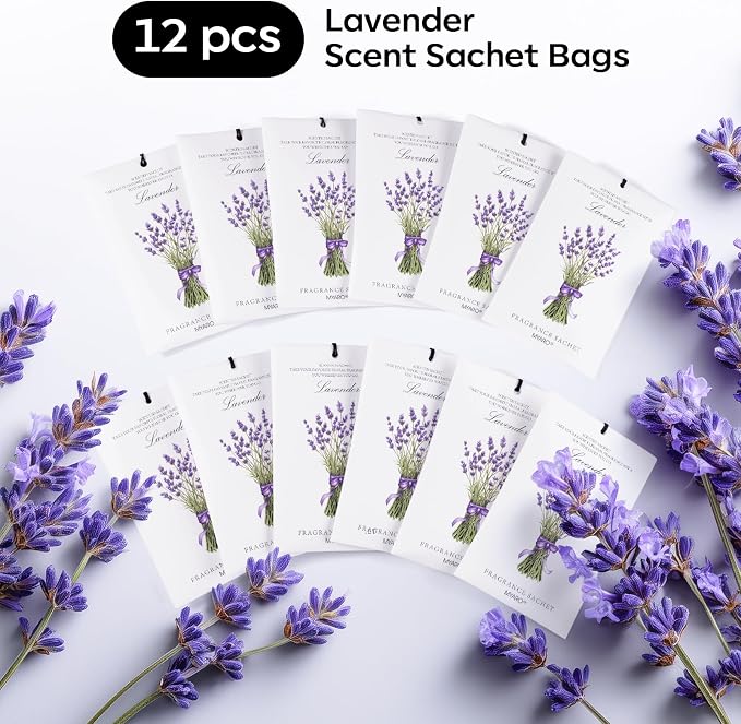 MYARO 12 Pack Lavender Scented Sachets | Odor Eliminator & Air Freshener - Image 6