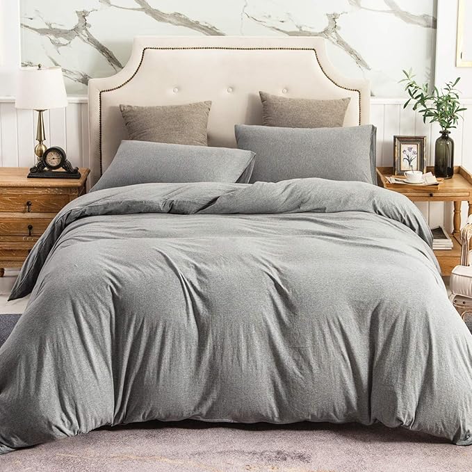 PURE ERA Jersey Knit Duvet Cover Set 100% T-Shirt Cotton Super Soft Comfy 2pc - Image 6