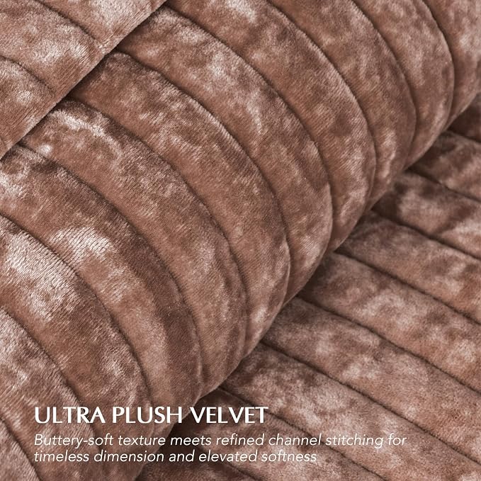 EVERGRACE Velvet Quilt Set King Size, Luxurious Soft Striped Channel Bedding Set - Image 4