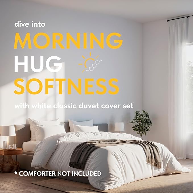 White Classic White Duvet Cover King Size, Microfiber Duvet Cover - Image 2