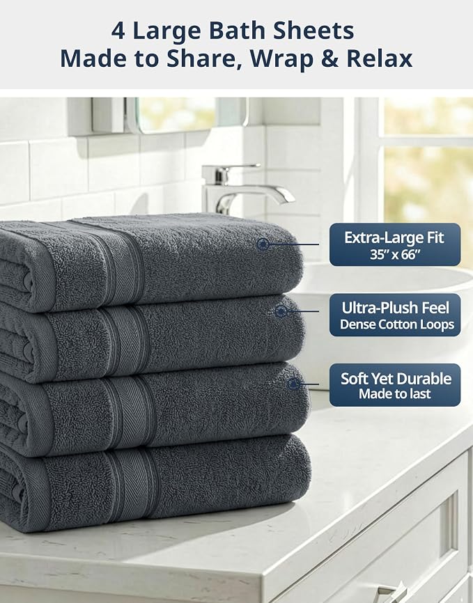 LANE LINEN 100% Cotton Bath Sheets - Image 4