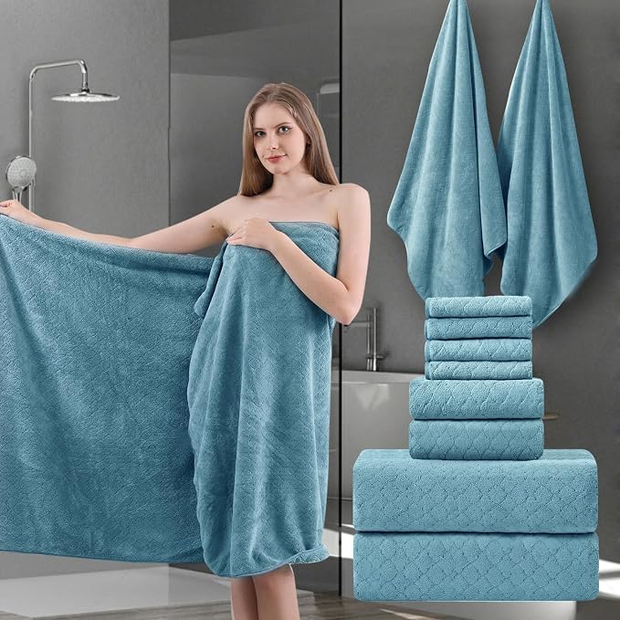 Ycosy 8-Piece Bath Towels Set, 2 Oversized Large Bath Towels Sheet, 2 Hand by Ycosy